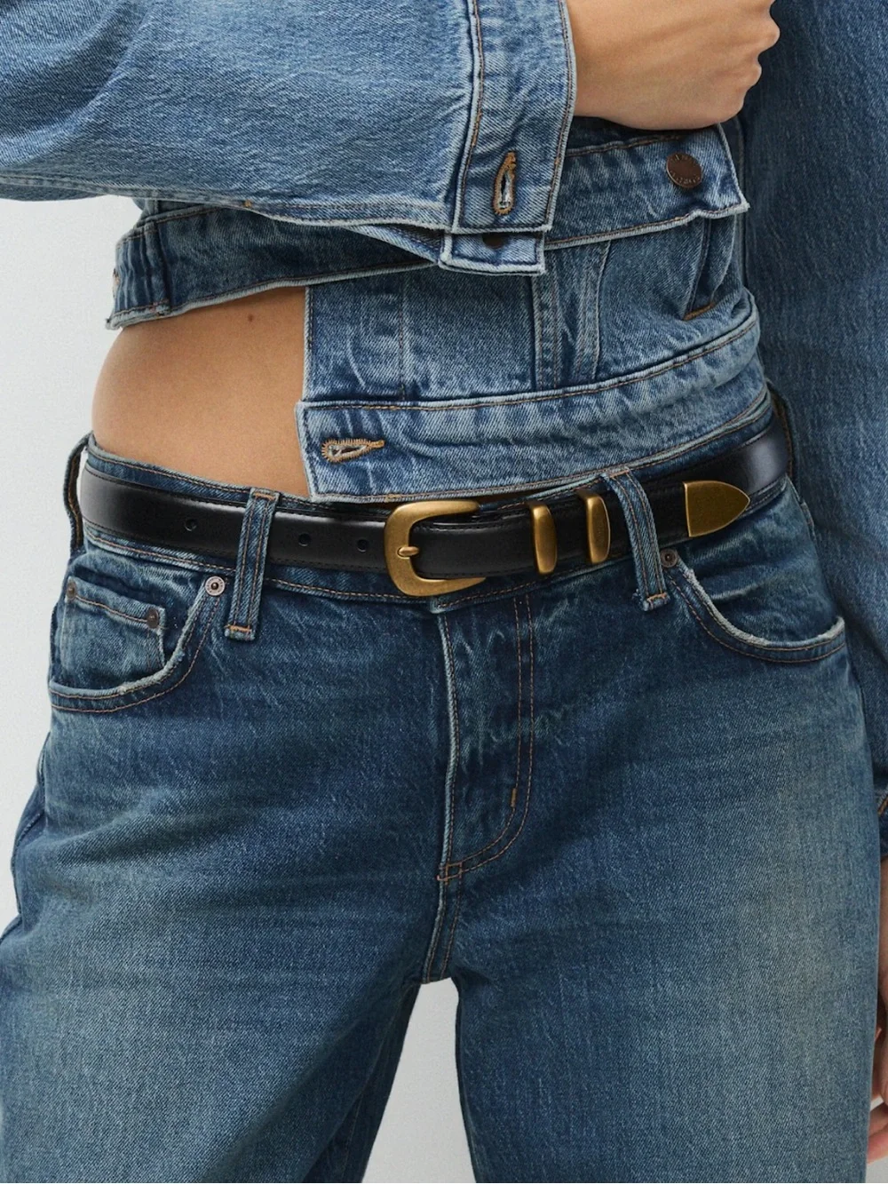 Aritzia Legendary Solid Brass Leather Belt